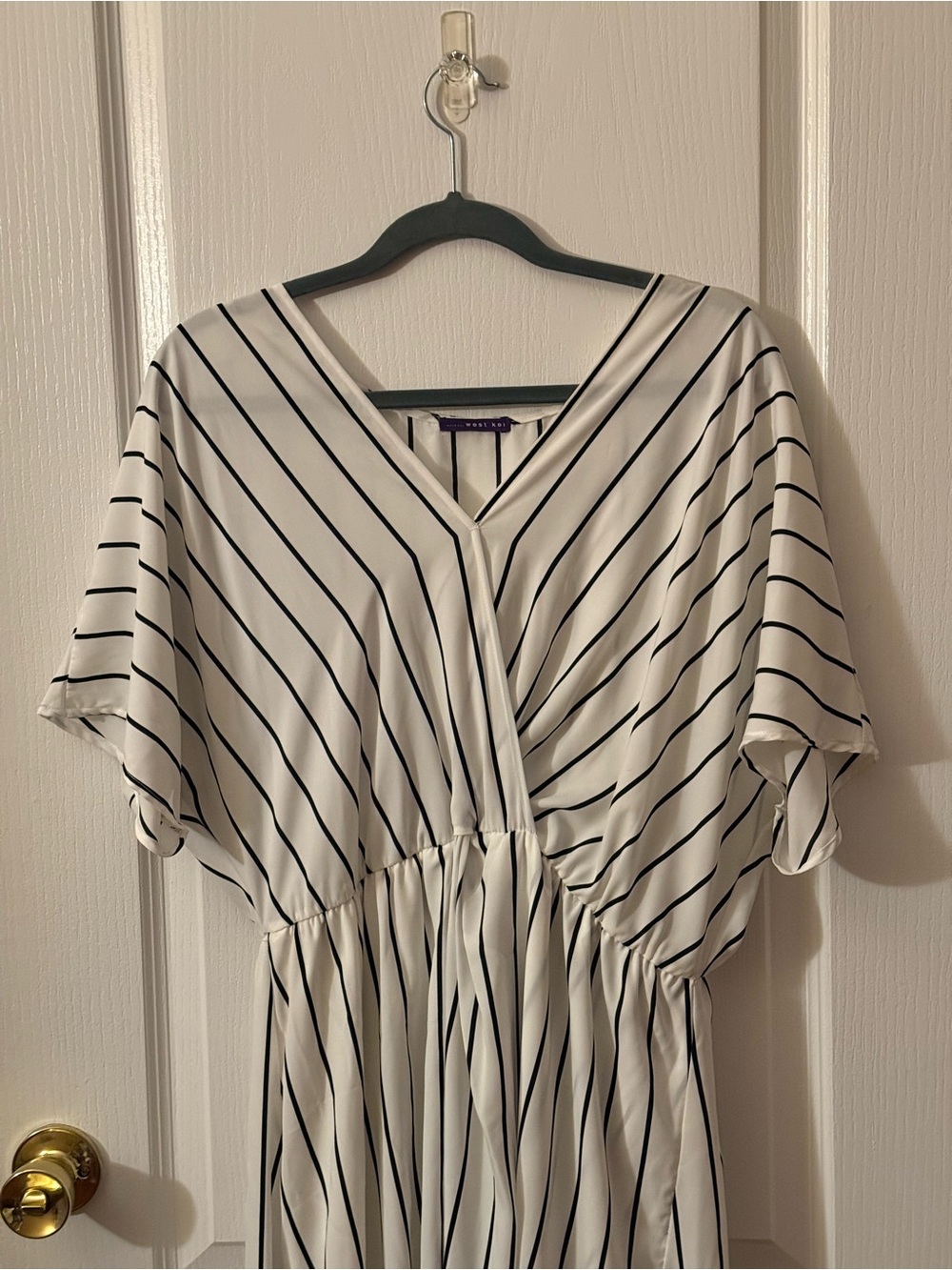 West Kei Cream Maxi Dress with Black Stripes